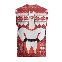 Llama Superhero Christmas Knitted V-Neck Vest Xmas Holiday Patterns - Wonder Print Shop