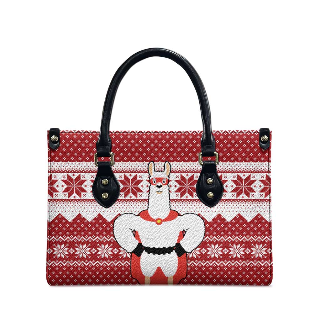 Llama Superhero Christmas Leather Bag Xmas Holiday Patterns - Wonder Print Shop