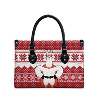 Llama Superhero Christmas Leather Bag Xmas Holiday Patterns - Wonder Print Shop