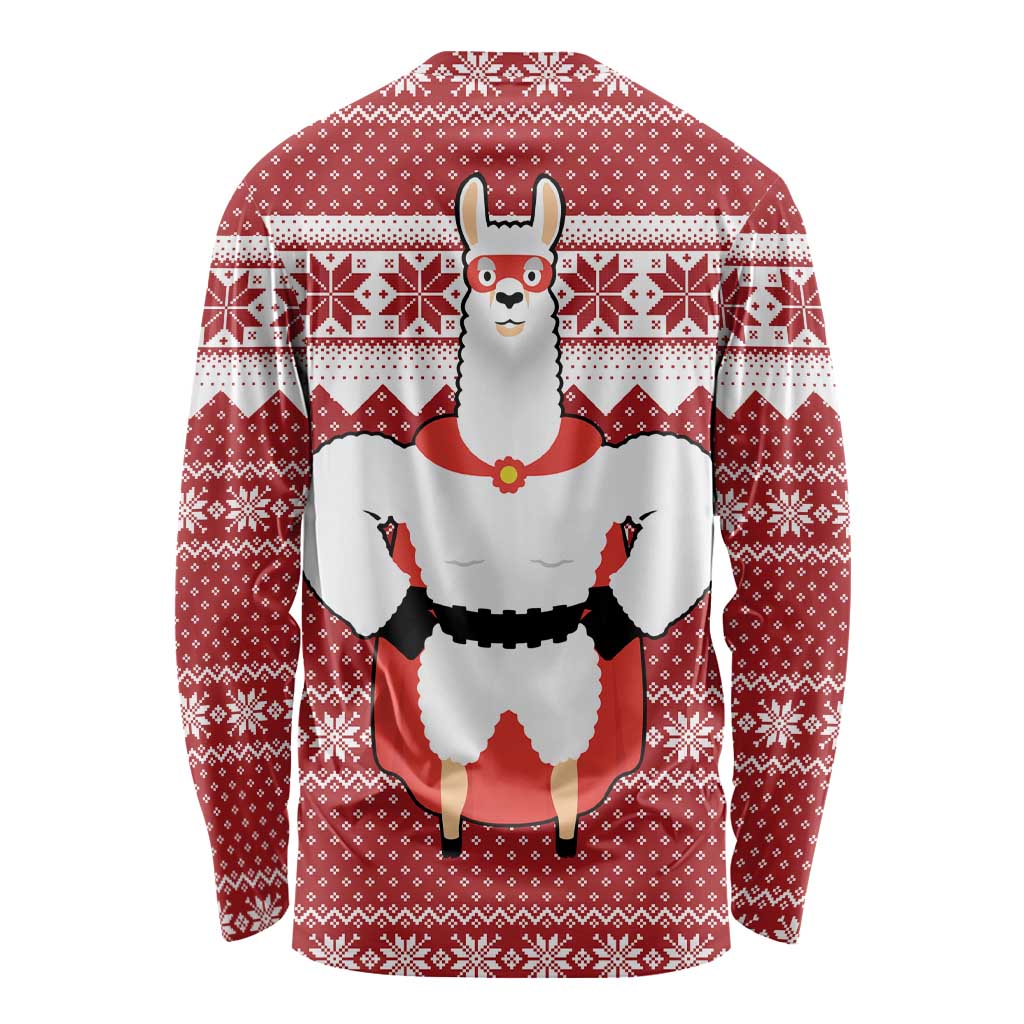 Llama Superhero Christmas Long Sleeve Shirt Xmas Holiday Patterns - Wonder Print Shop