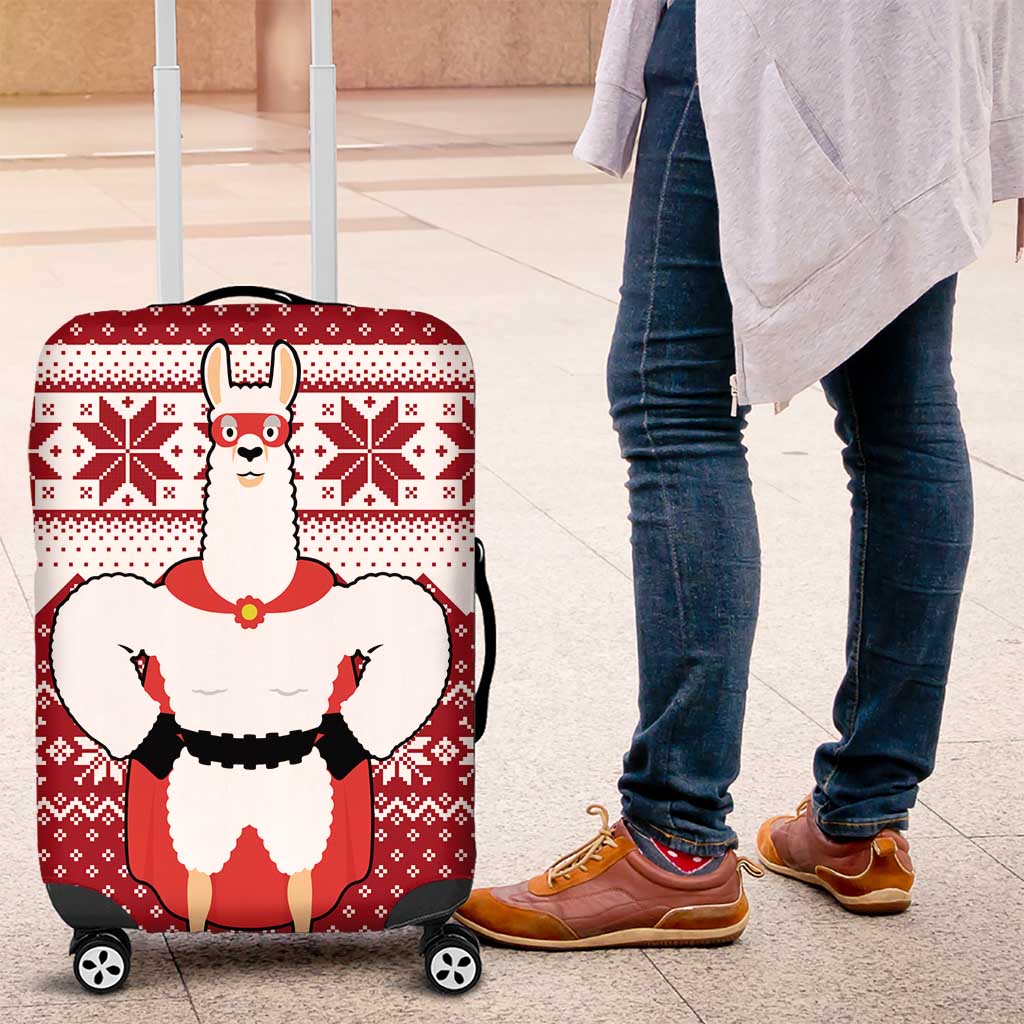 Llama Superhero Christmas Luggage Cover Xmas Holiday Patterns - Wonder Print Shop