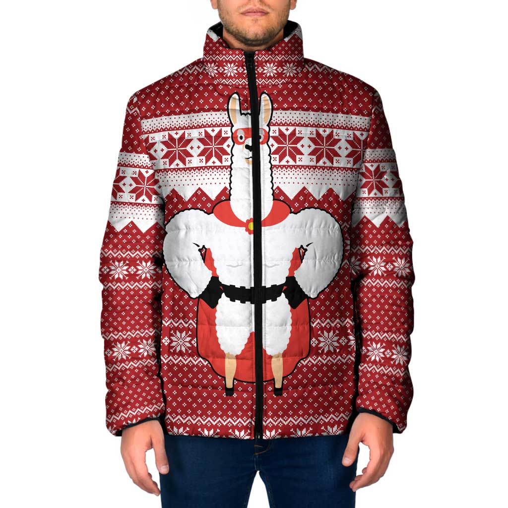Llama Superhero Christmas Padded Jacket Xmas Holiday Patterns - Wonder Print Shop