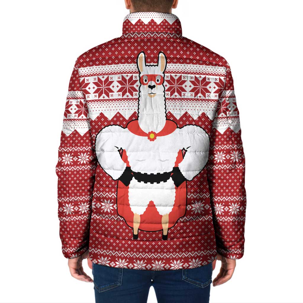 Llama Superhero Christmas Padded Jacket Xmas Holiday Patterns - Wonder Print Shop