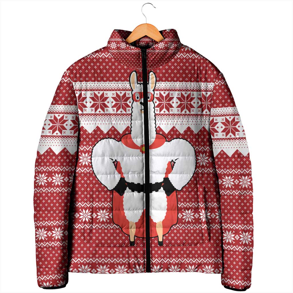 Llama Superhero Christmas Padded Jacket Xmas Holiday Patterns - Wonder Print Shop
