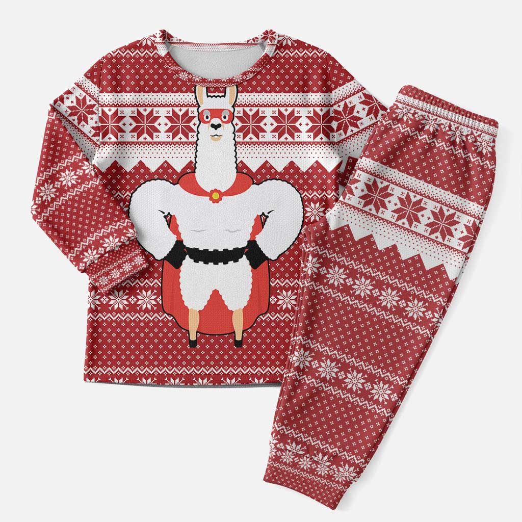 Llama Superhero Christmas Pajama Set Xmas Holiday Patterns - Wonder Print Shop