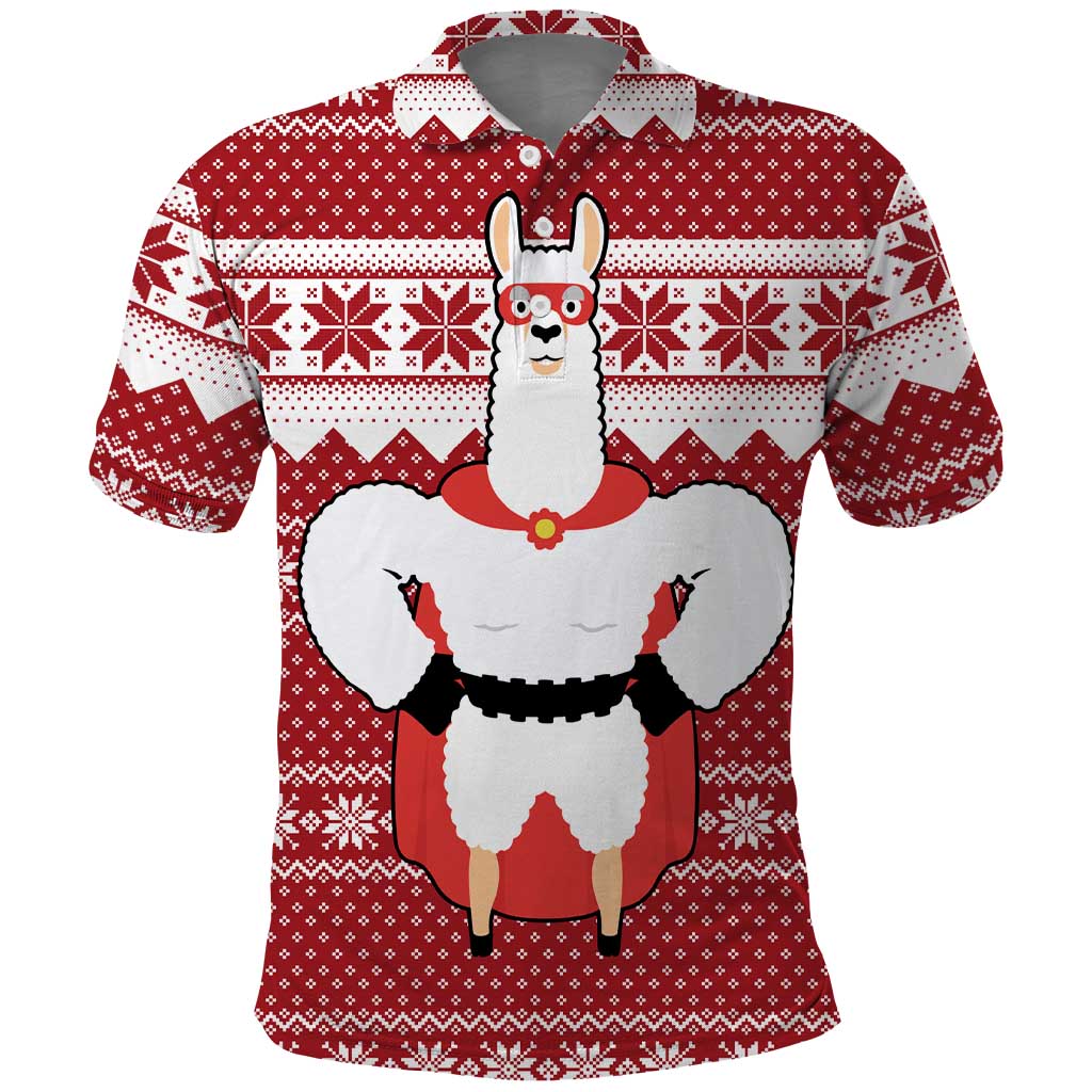 Llama Superhero Christmas Polo Shirt Xmas Holiday Patterns - Wonder Print Shop