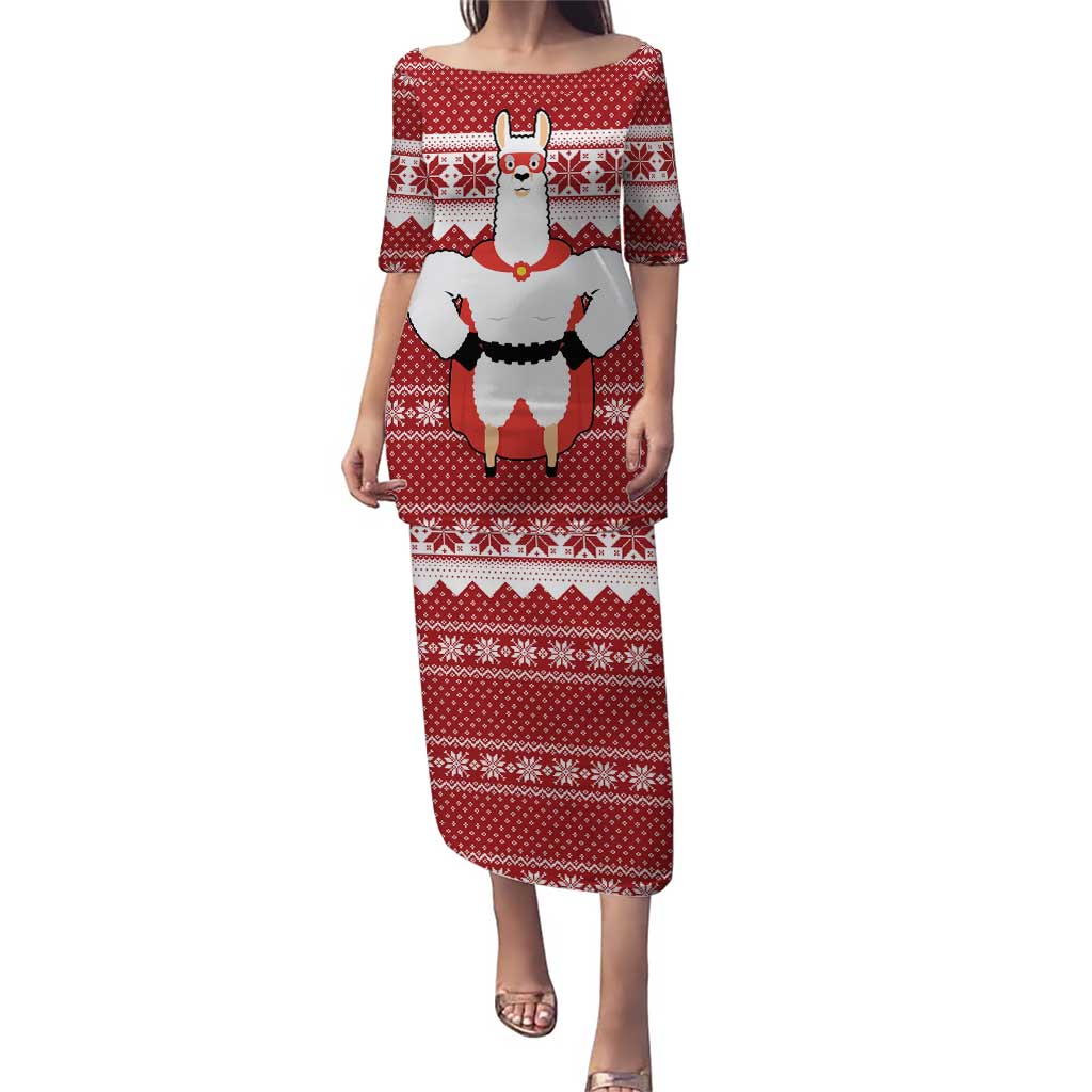 Llama Superhero Christmas Puletasi Xmas Holiday Patterns - Wonder Print Shop