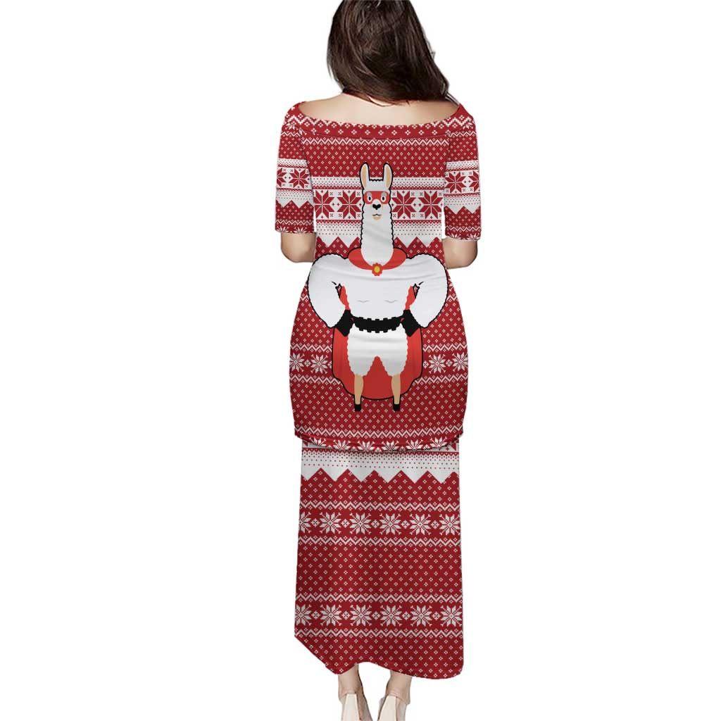 Llama Superhero Christmas Puletasi Xmas Holiday Patterns - Wonder Print Shop