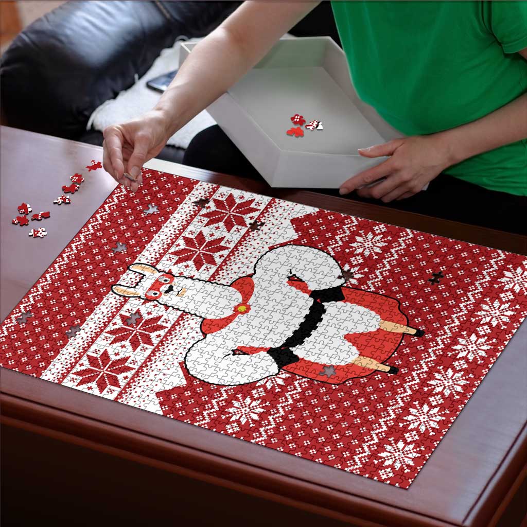 Llama Superhero Christmas Puzzle Xmas Holiday Patterns - Wonder Print Shop