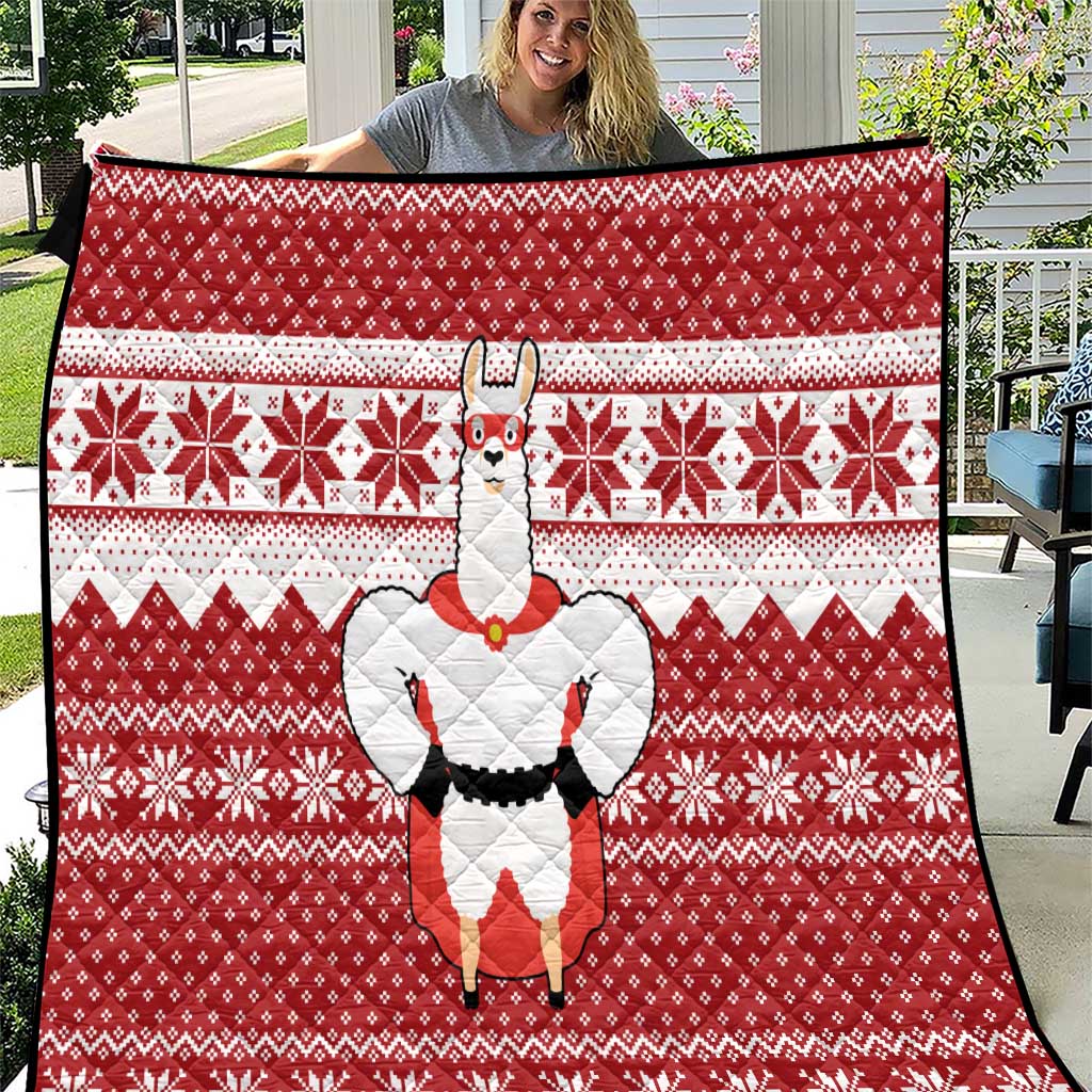 Llama Superhero Christmas Quilt Xmas Holiday Patterns - Wonder Print Shop