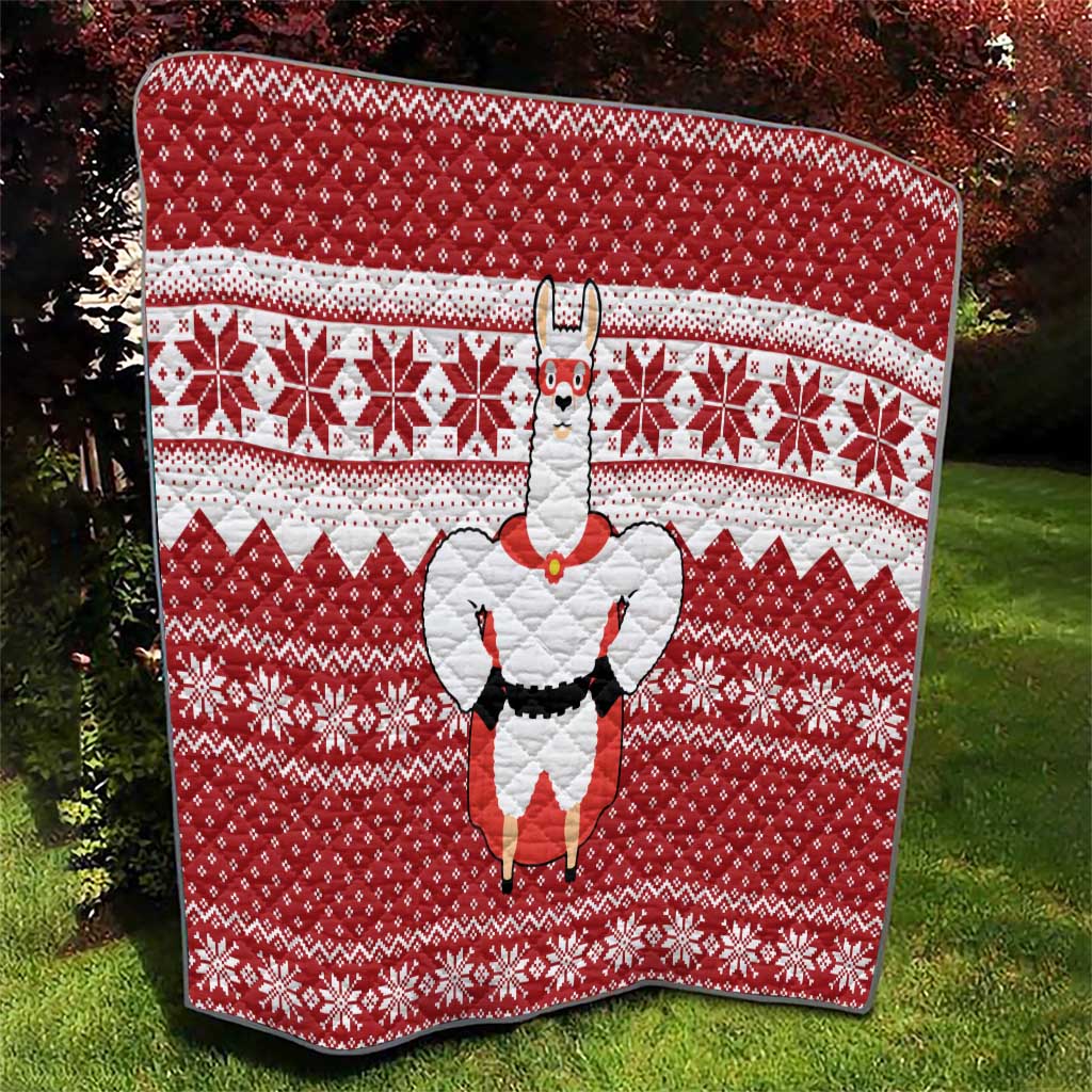 Llama Superhero Christmas Quilt Xmas Holiday Patterns - Wonder Print Shop