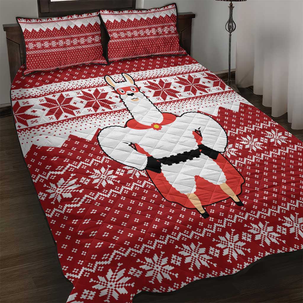 Llama Superhero Christmas Quilt Bed Set Xmas Holiday Patterns - Wonder Print Shop