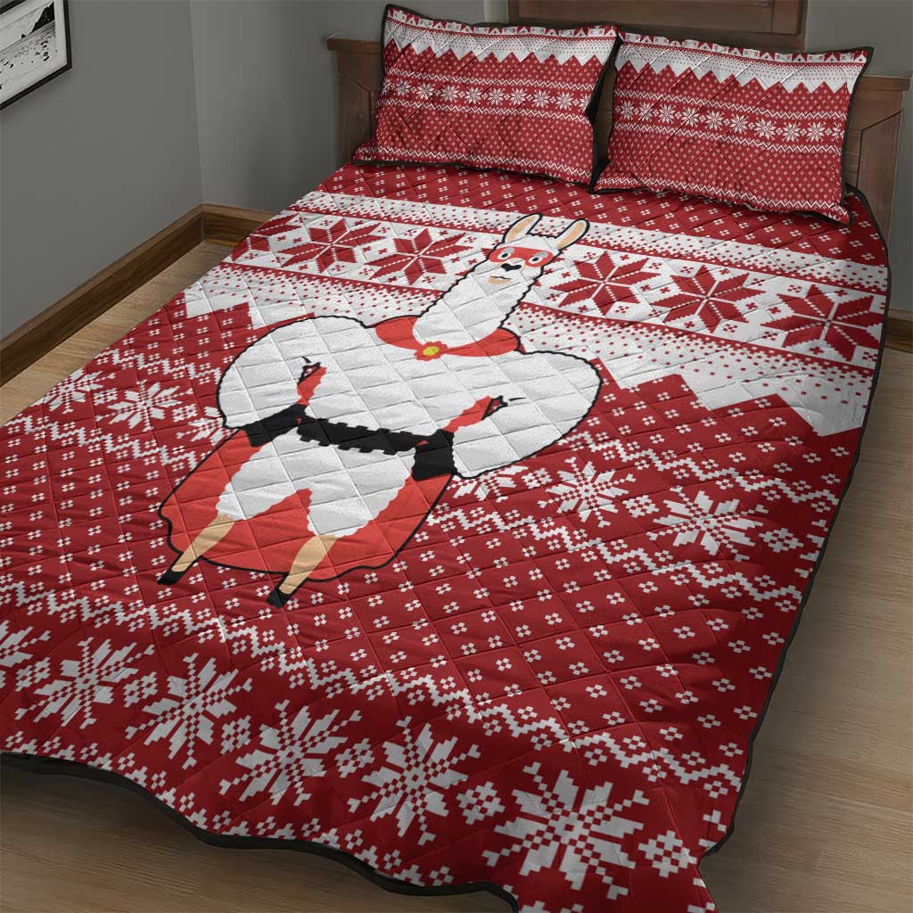 Llama Superhero Christmas Quilt Bed Set Xmas Holiday Patterns - Wonder Print Shop