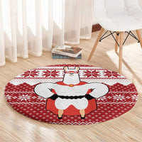 Llama Superhero Christmas Round Carpet Xmas Holiday Patterns - Wonder Print Shop