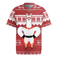 Llama Superhero Christmas Rugby Jersey Xmas Holiday Patterns - Wonder Print Shop