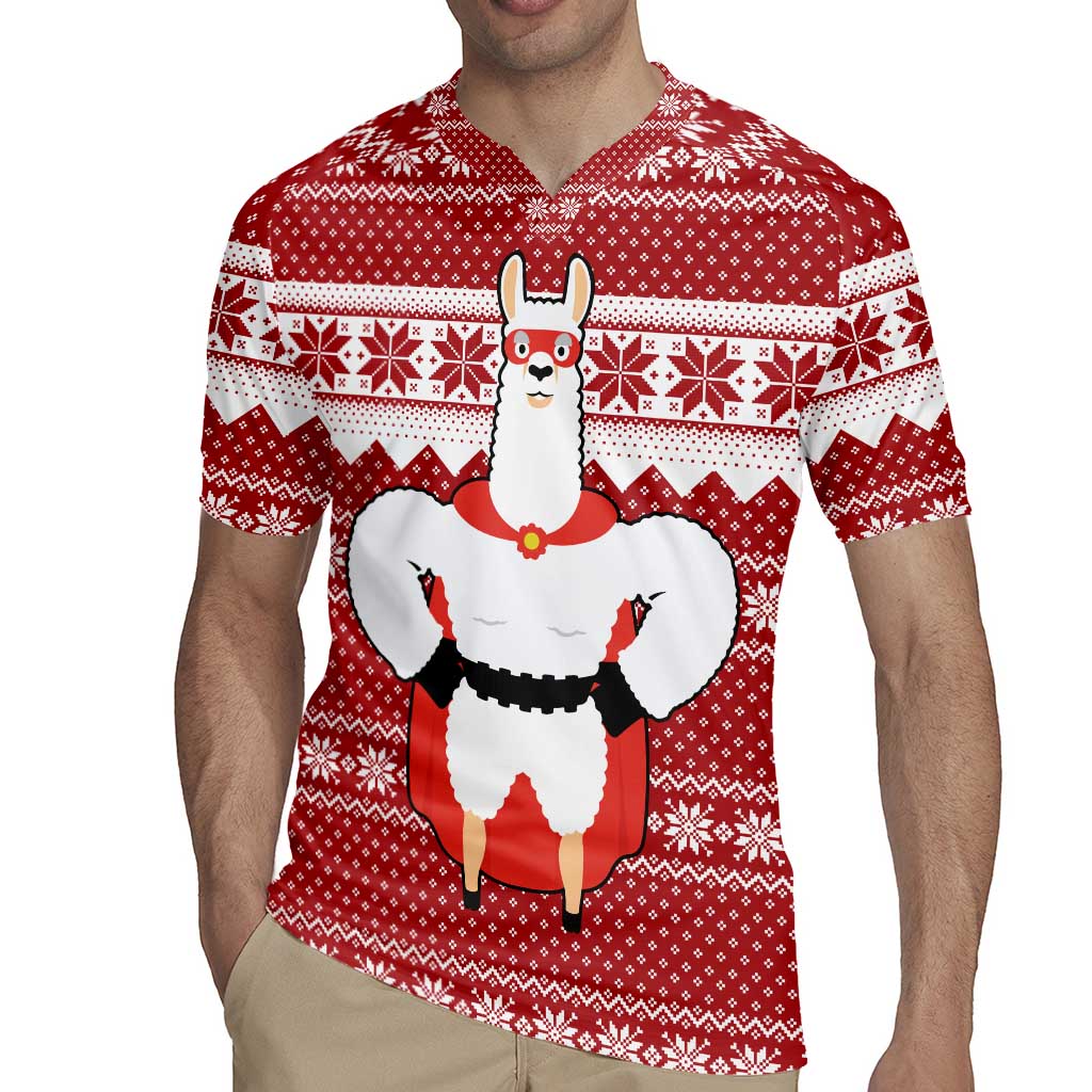 Llama Superhero Christmas Rugby Jersey Xmas Holiday Patterns - Wonder Print Shop