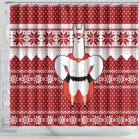 Llama Superhero Christmas Shower Curtain Xmas Holiday Patterns - Wonder Print Shop