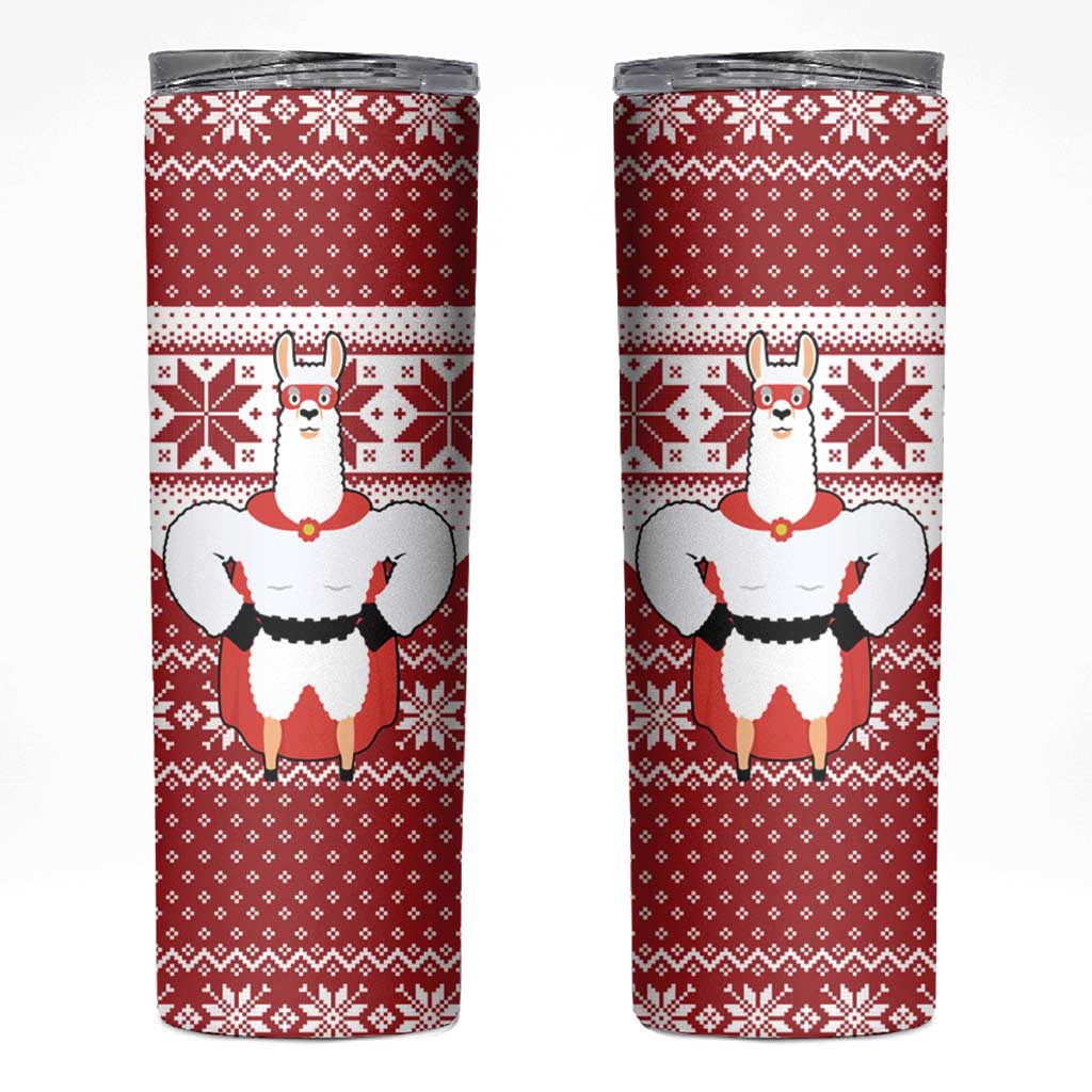Llama Superhero Christmas Skinny Tumbler Xmas Holiday Patterns - Wonder Print Shop