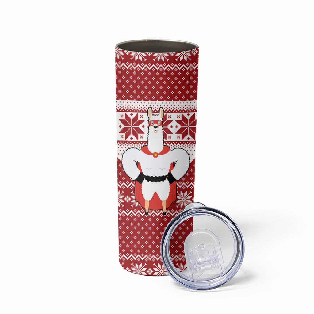 Llama Superhero Christmas Skinny Tumbler Xmas Holiday Patterns - Wonder Print Shop