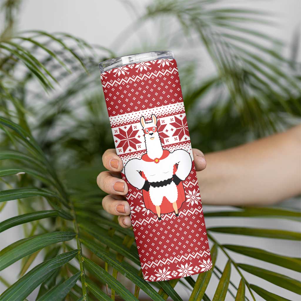 Llama Superhero Christmas Skinny Tumbler Xmas Holiday Patterns - Wonder Print Shop