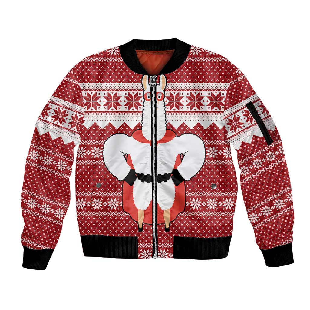 Llama Superhero Christmas Sleeve Zip Bomber Jacket Xmas Holiday Patterns - Wonder Print Shop