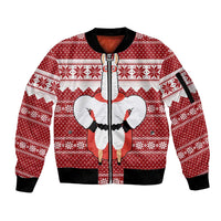 Llama Superhero Christmas Sleeve Zip Bomber Jacket Xmas Holiday Patterns - Wonder Print Shop