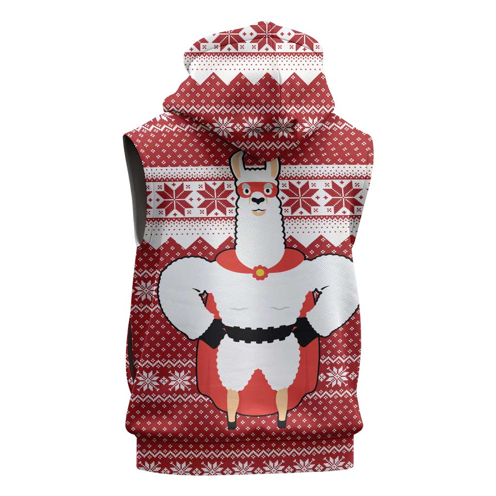 Llama Superhero Christmas Sleeveless Hoodie Xmas Holiday Patterns - Wonder Print Shop