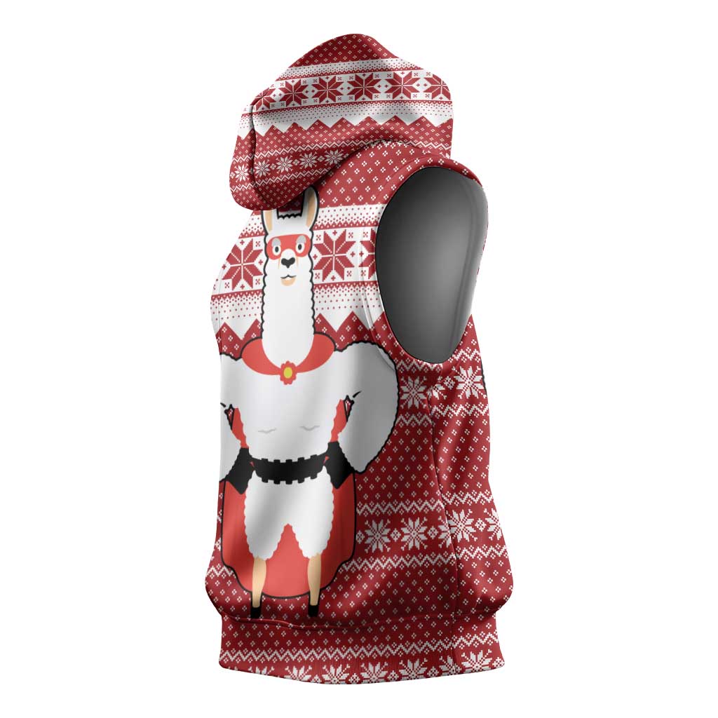 Llama Superhero Christmas Sleeveless Hoodie Xmas Holiday Patterns - Wonder Print Shop