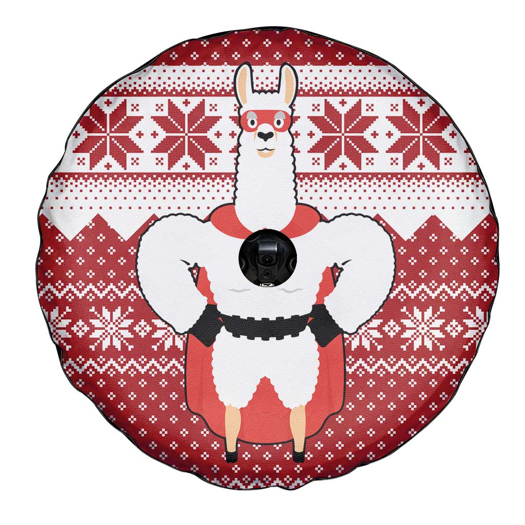 Llama Superhero Christmas Spare Tire Cover Xmas Holiday Patterns - Wonder Print Shop