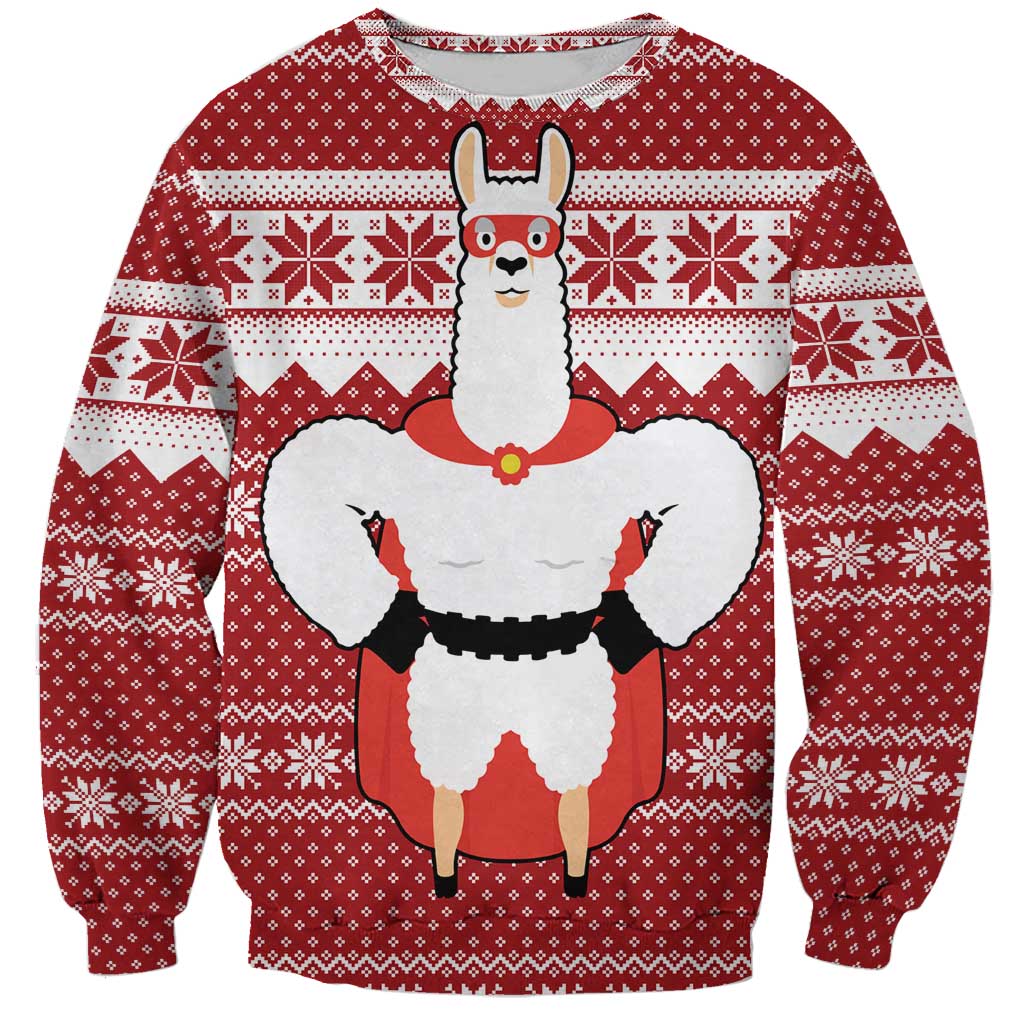 Llama Superhero Christmas Sweatshirt Xmas Holiday Patterns - Wonder Print Shop
