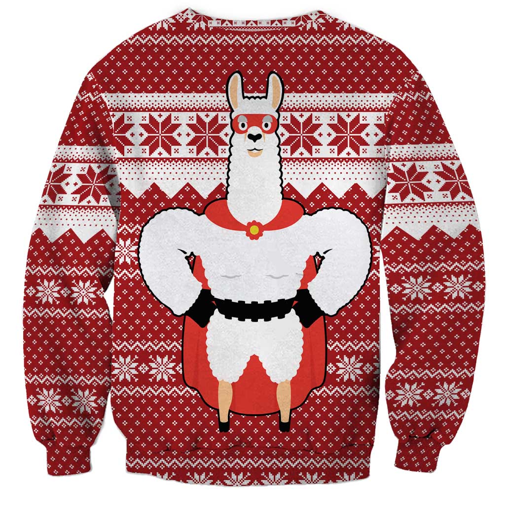 Llama Superhero Christmas Sweatshirt Xmas Holiday Patterns - Wonder Print Shop