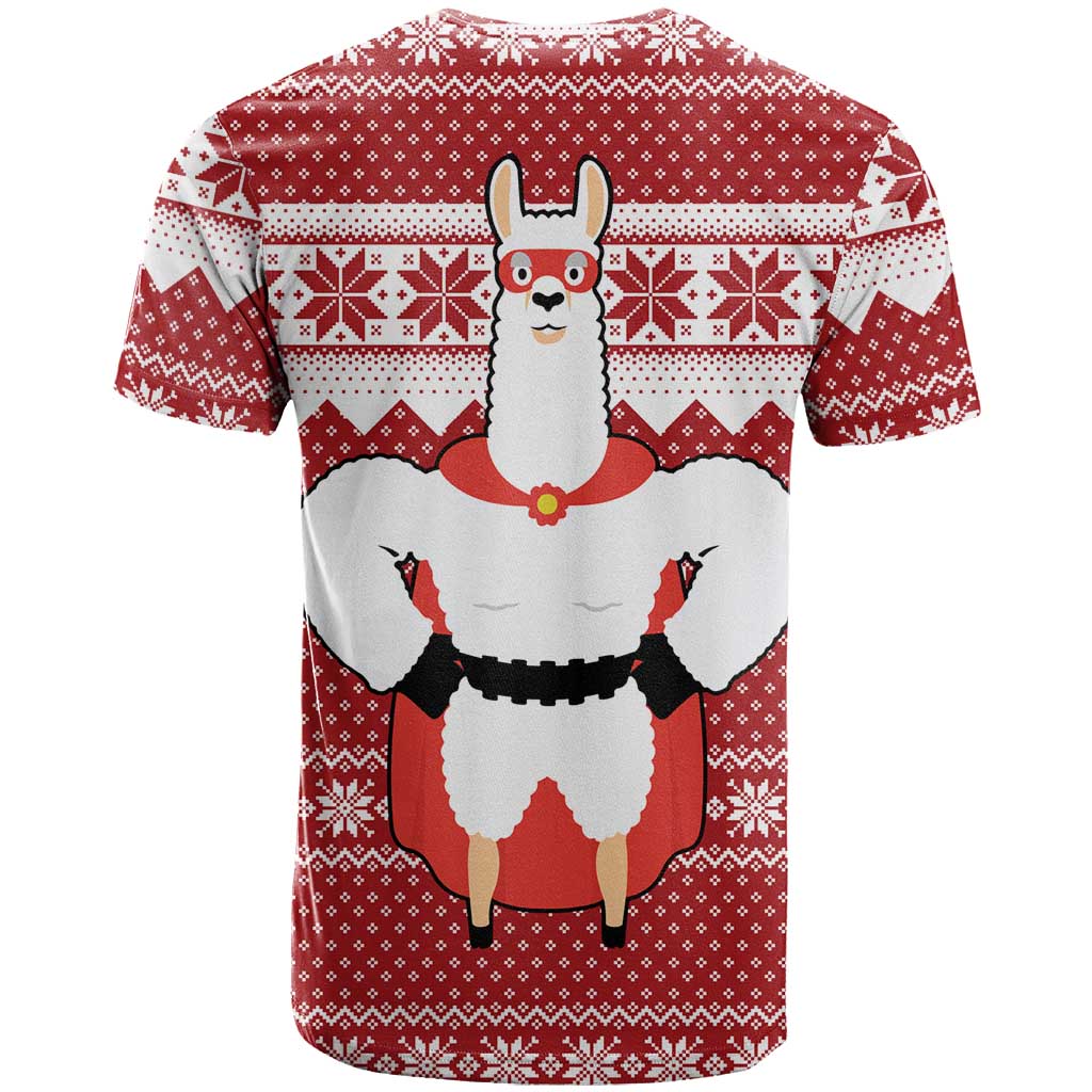 Llama Superhero Christmas T Shirt Xmas Holiday Patterns - Wonder Print Shop