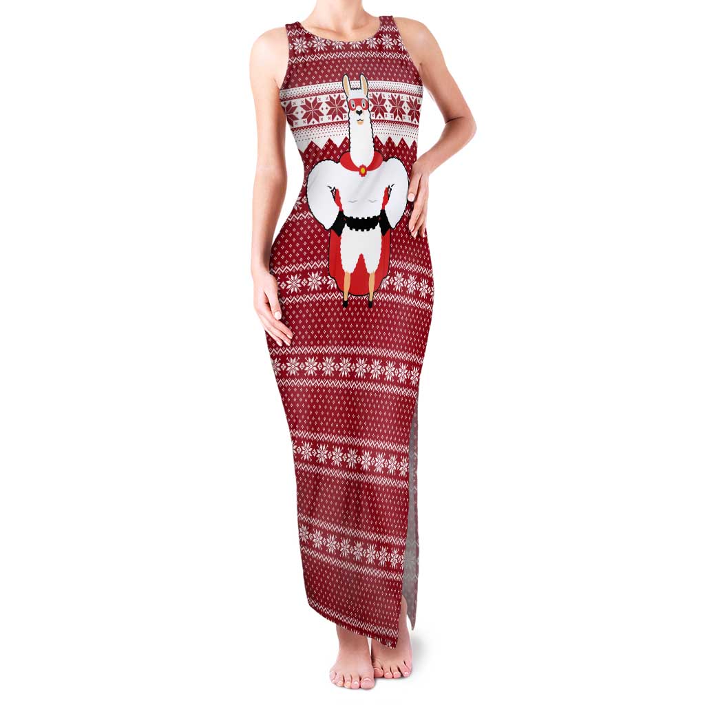 Llama Superhero Christmas Tank Maxi Dress Xmas Holiday Patterns - Wonder Print Shop
