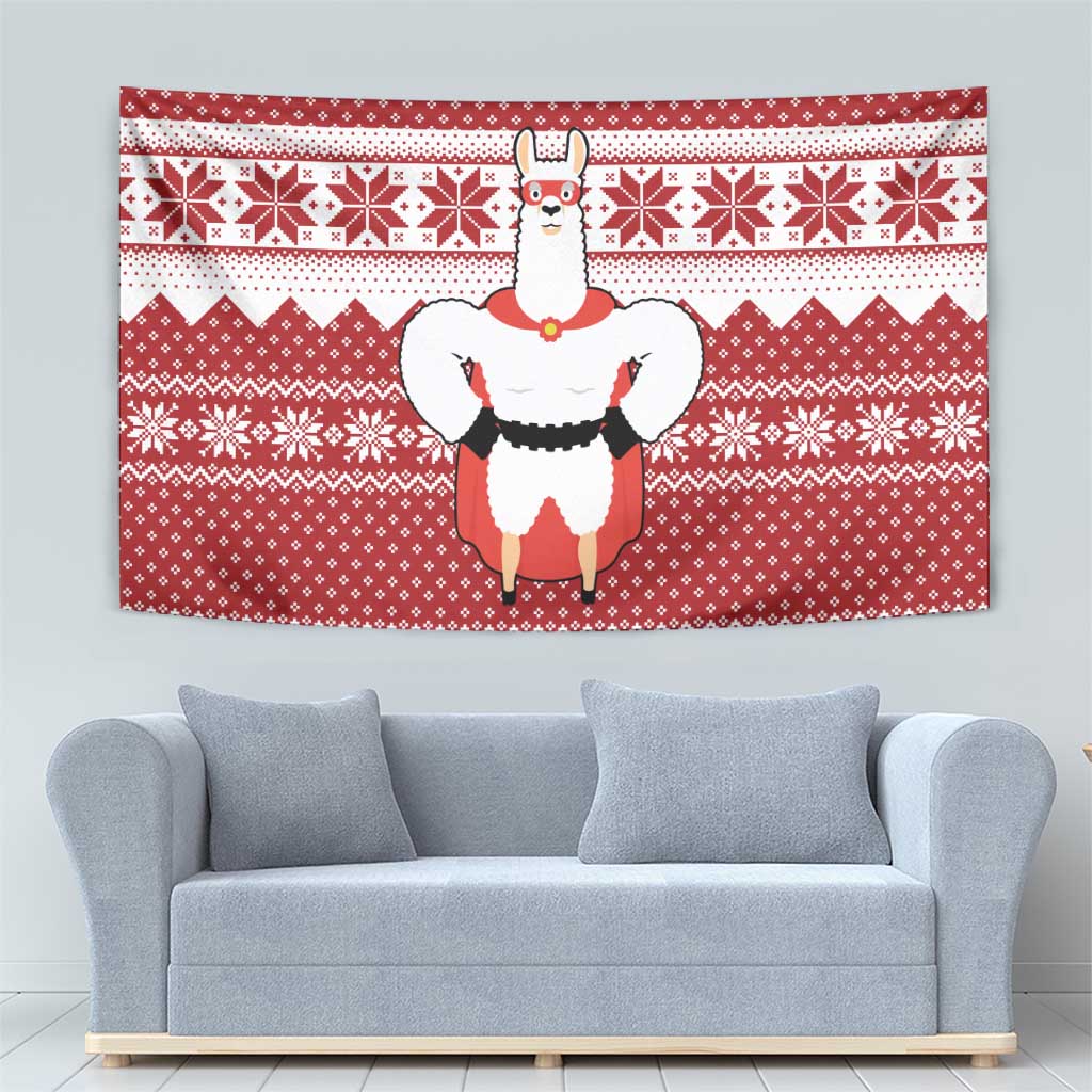 Llama Superhero Christmas Tapestry Xmas Holiday Patterns - Wonder Print Shop