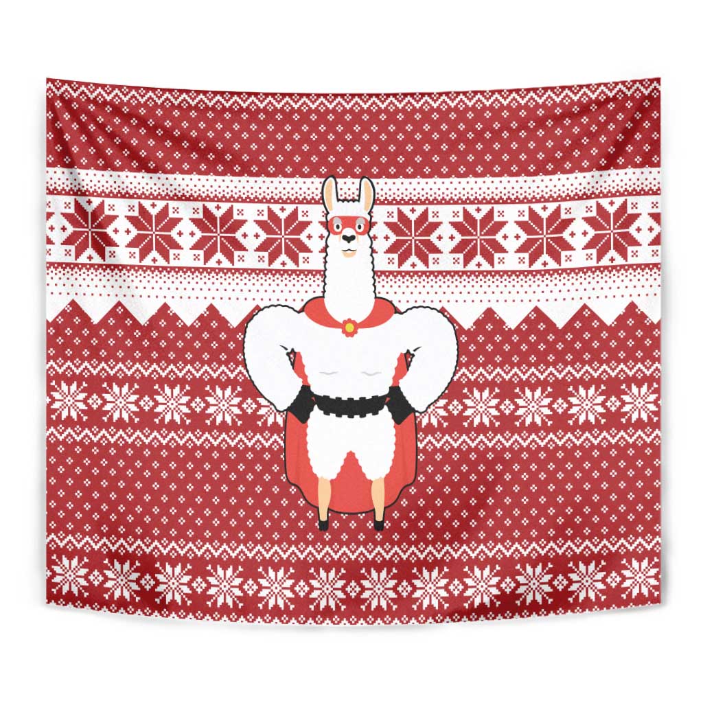 Llama Superhero Christmas Tapestry Xmas Holiday Patterns - Wonder Print Shop