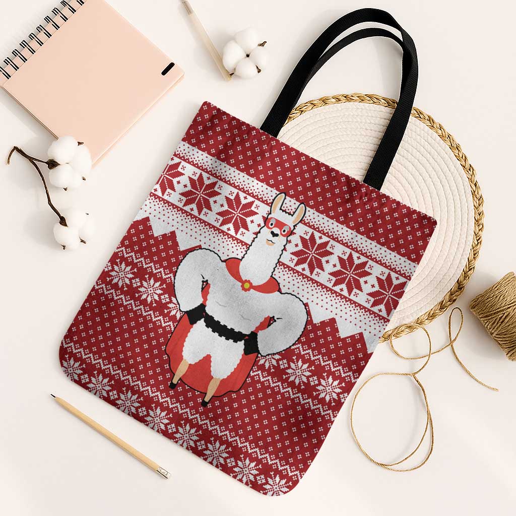 Llama Superhero Christmas Tote Bag Xmas Holiday Patterns - Wonder Print Shop