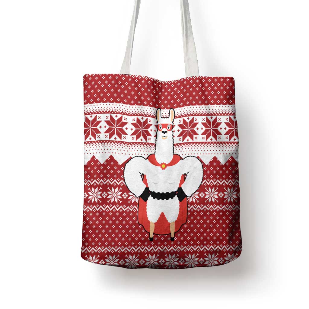 Llama Superhero Christmas Tote Bag Xmas Holiday Patterns - Wonder Print Shop
