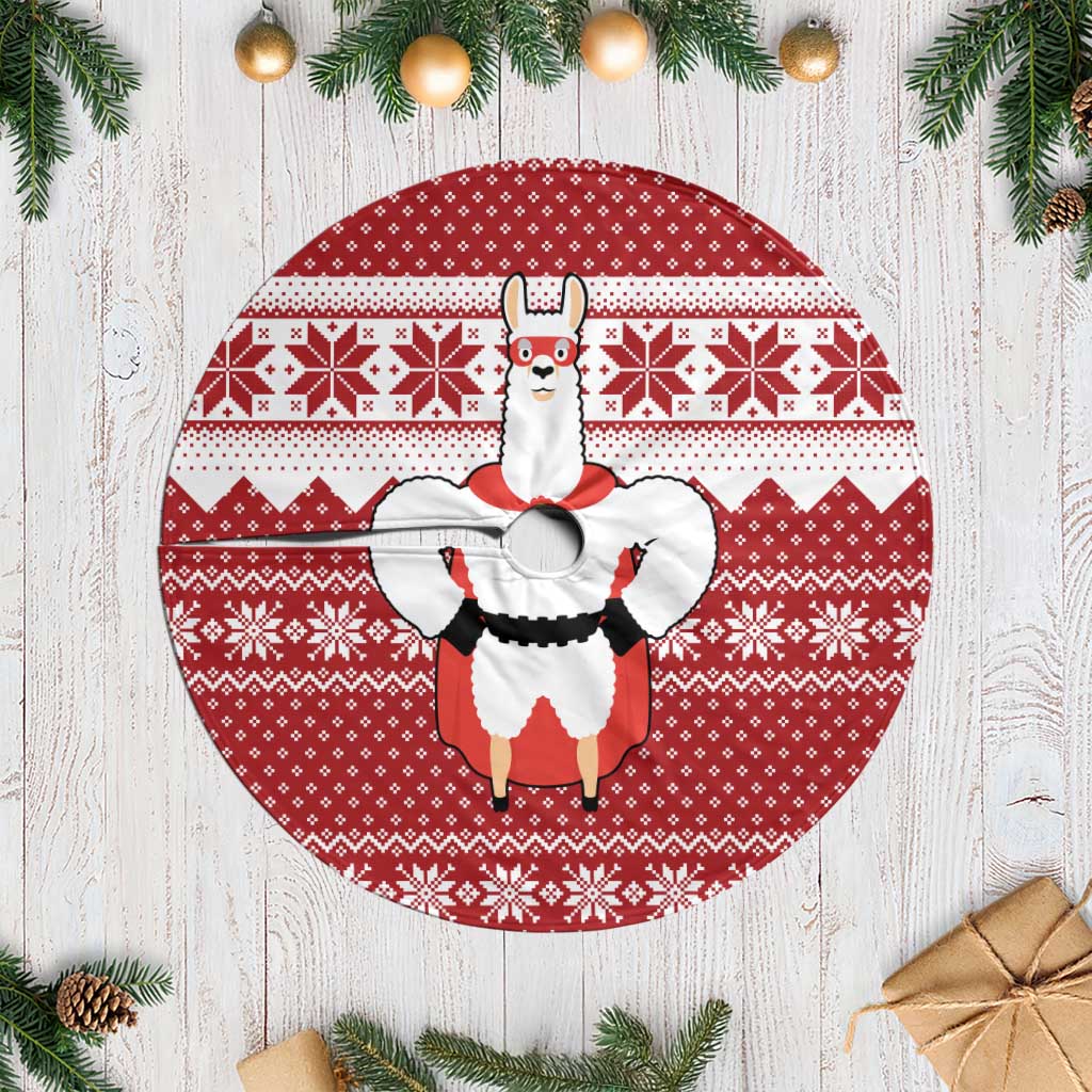 Llama Superhero Christmas Tree Skirt Xmas Holiday Patterns - Wonder Print Shop