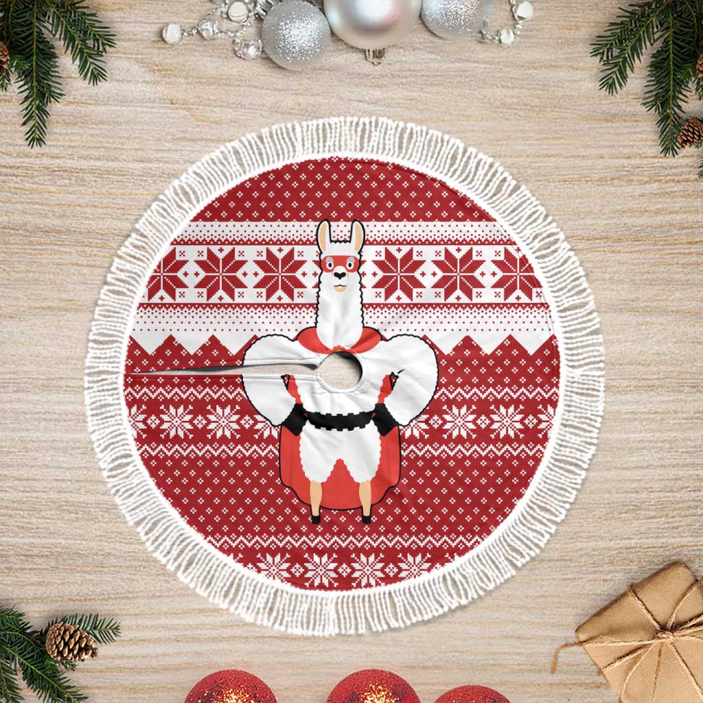 Llama Superhero Christmas Tree Skirt Xmas Holiday Patterns - Wonder Print Shop