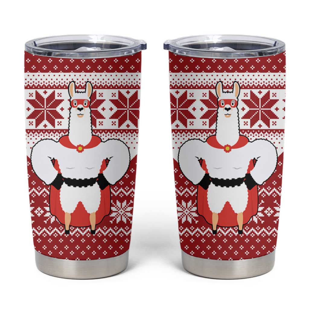 Llama Superhero Christmas Tumbler Cup Xmas Holiday Patterns - Wonder Print Shop