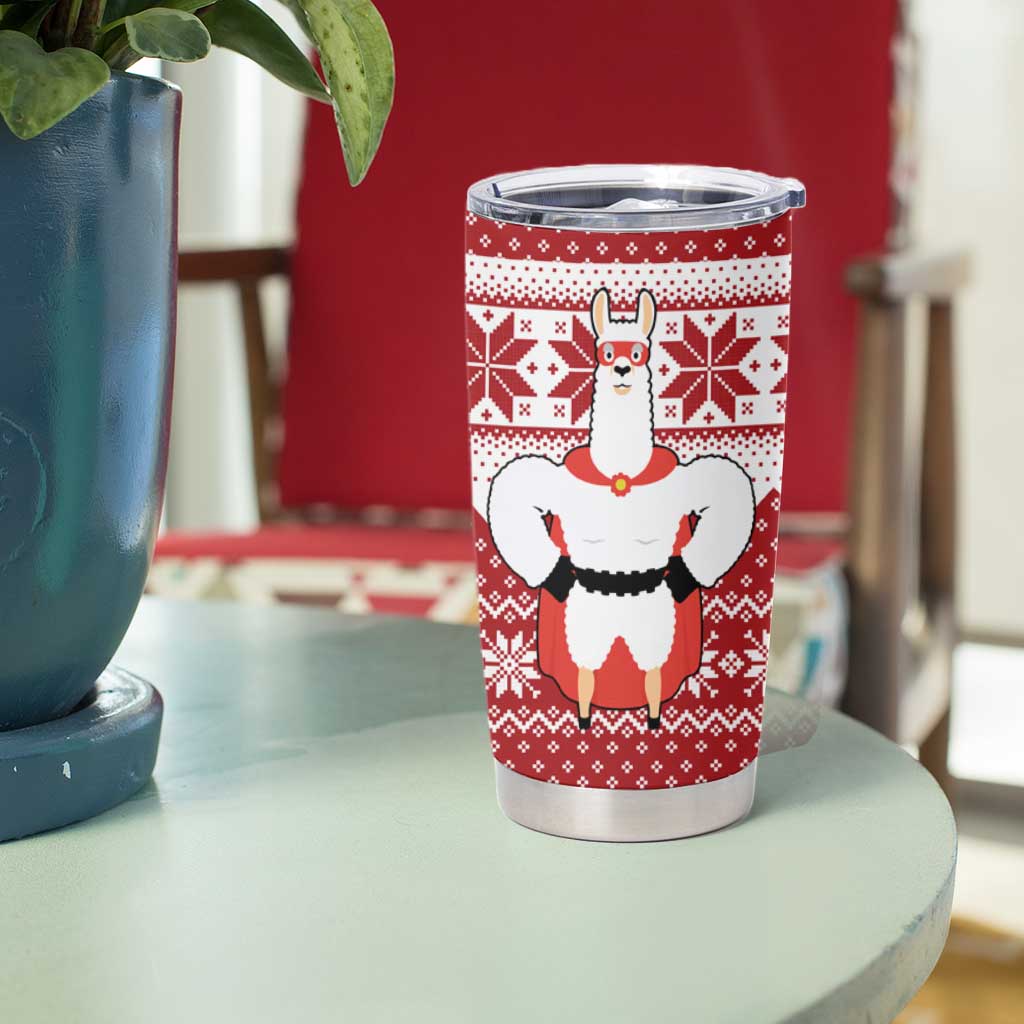 Llama Superhero Christmas Tumbler Cup Xmas Holiday Patterns - Wonder Print Shop