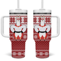 Llama Superhero Christmas Tumbler With Handle Xmas Holiday Patterns - Wonder Print Shop