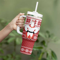 Llama Superhero Christmas Tumbler With Handle Xmas Holiday Patterns - Wonder Print Shop