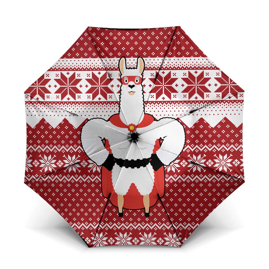 Llama Superhero Christmas Umbrella Xmas Holiday Patterns - Wonder Print Shop