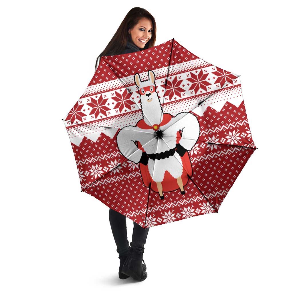 Llama Superhero Christmas Umbrella Xmas Holiday Patterns - Wonder Print Shop