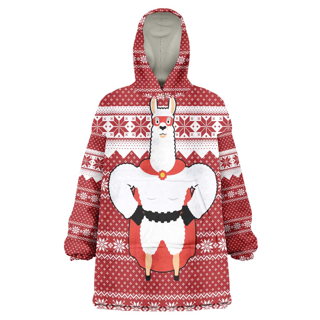 Llama Superhero Christmas Wearable Blanket Hoodie Xmas Holiday Patterns - Wonder Print Shop