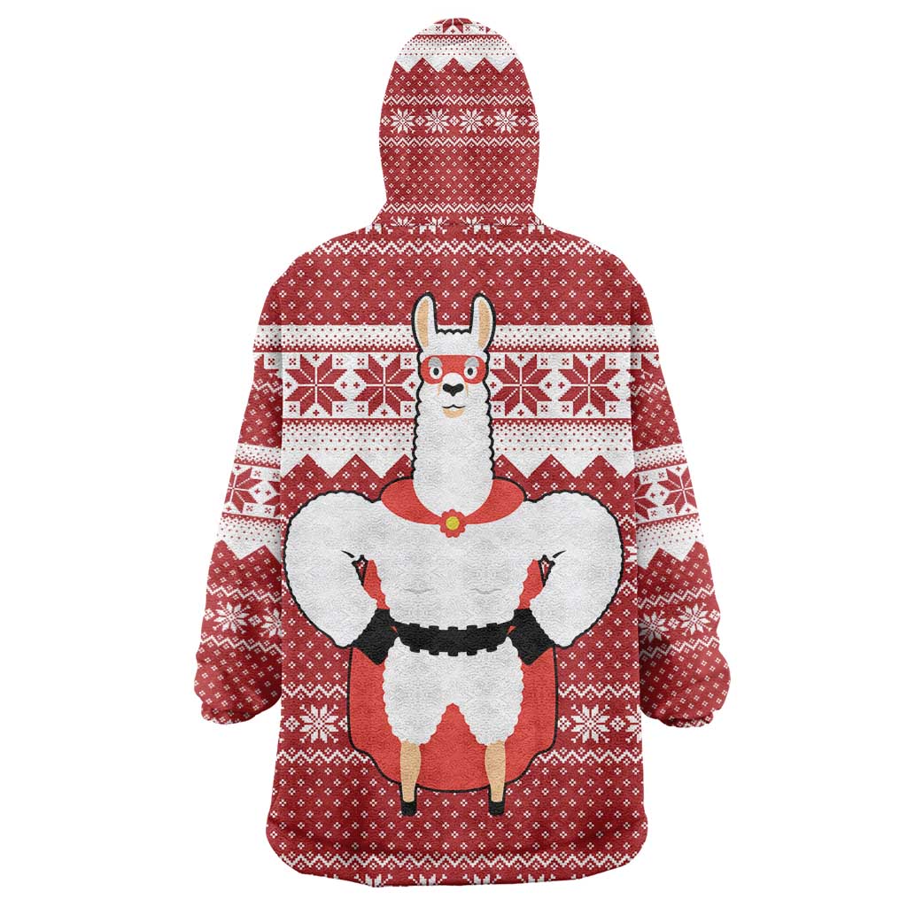 Llama Superhero Christmas Wearable Blanket Hoodie Xmas Holiday Patterns - Wonder Print Shop
