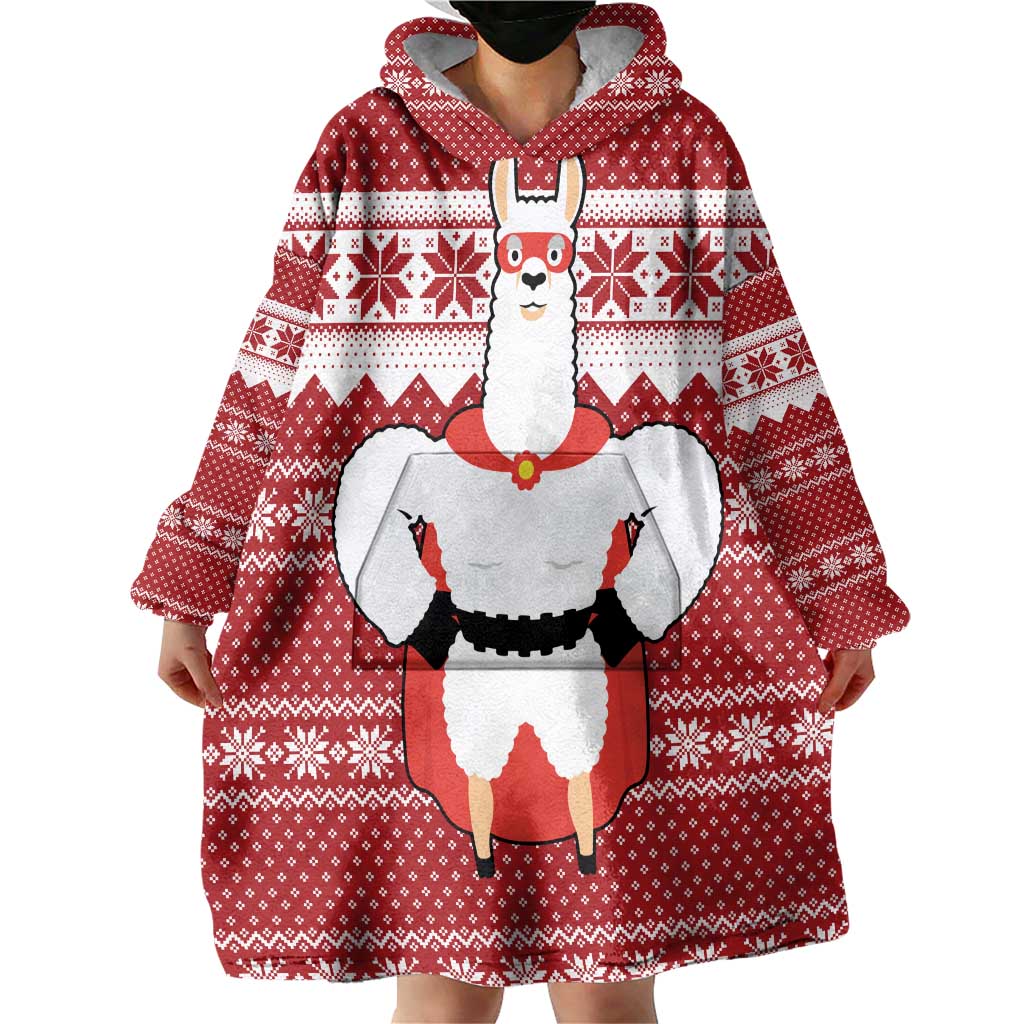 Llama Superhero Christmas Wearable Blanket Hoodie Xmas Holiday Patterns - Wonder Print Shop