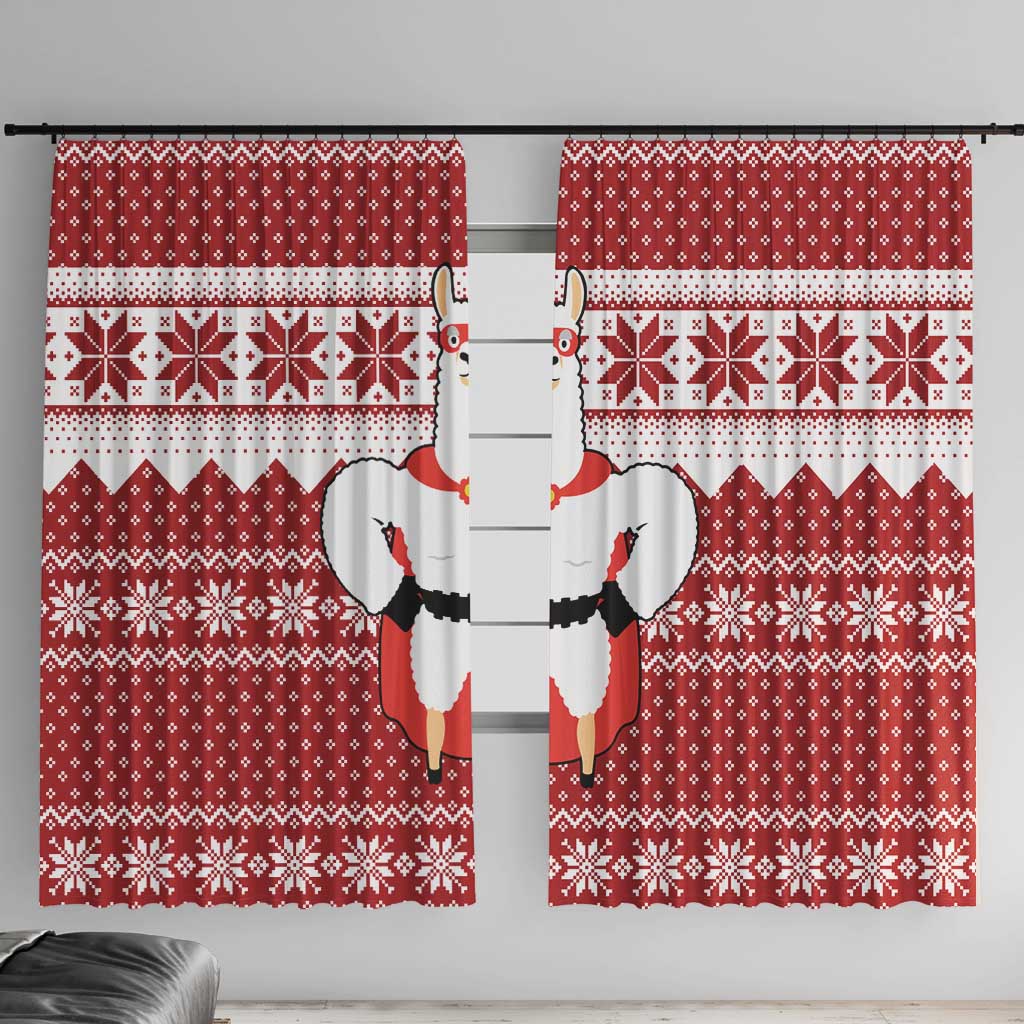 Llama Superhero Christmas Window Curtain Xmas Holiday Patterns - Wonder Print Shop