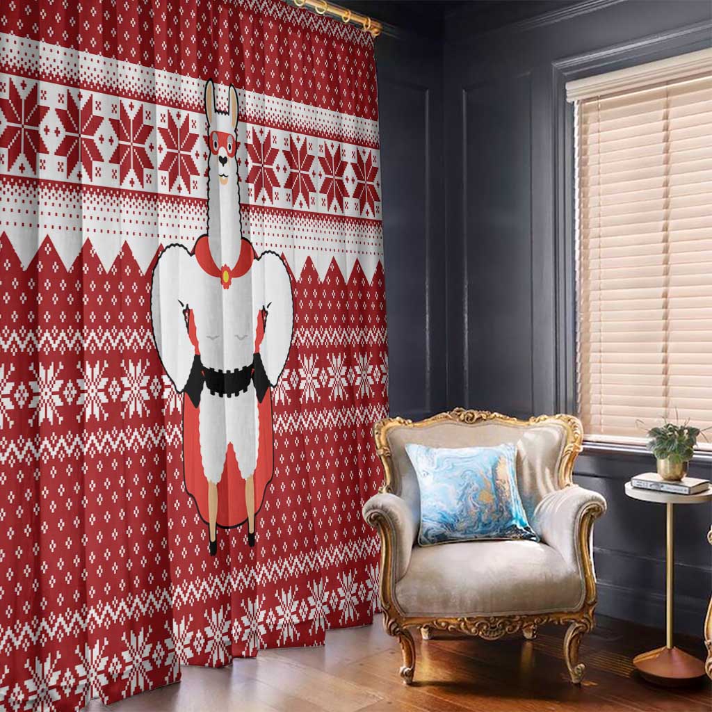 Llama Superhero Christmas Window Curtain Xmas Holiday Patterns - Wonder Print Shop